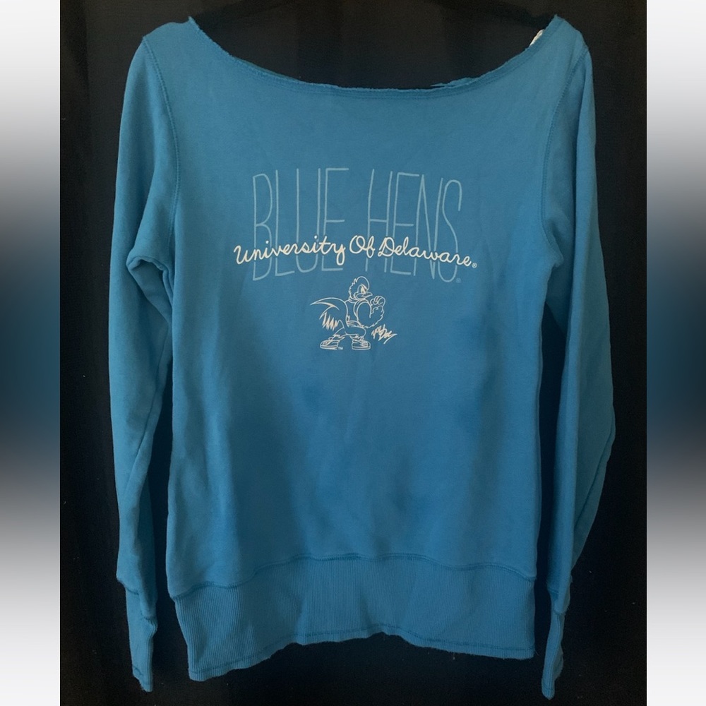 Blue University of Delaware Blue Hens Wide Neck Sweatshirt